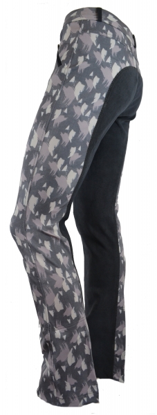 Damen Jodhpurreithose  "Camouflage Print" in Grau-schwarz Größe 36